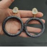 Vergulde oorbellen ring van Slangenleer en Agaat geode