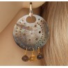 Vergulde oorbellen met Blacklip schelp, Citrien en Smokey Topaas