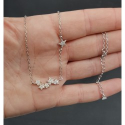 Zilveren ketting met sterretjes gezet met Zirkonia