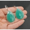 Zilveren oorbellen met grote aqua Chalcedoon