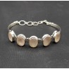 Zilveren armband gezet met vijf ovale facet Rozenkwarts stenen