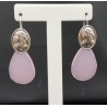 Zilveren oorbellen met roze Chalcedoon en cameo
