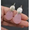Zilveren oorbellen met roze Chalcedoon en cameo