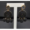Zwarte beaded oorbellen en Agaat geode