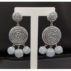 Beaded bead oorbellen zilver