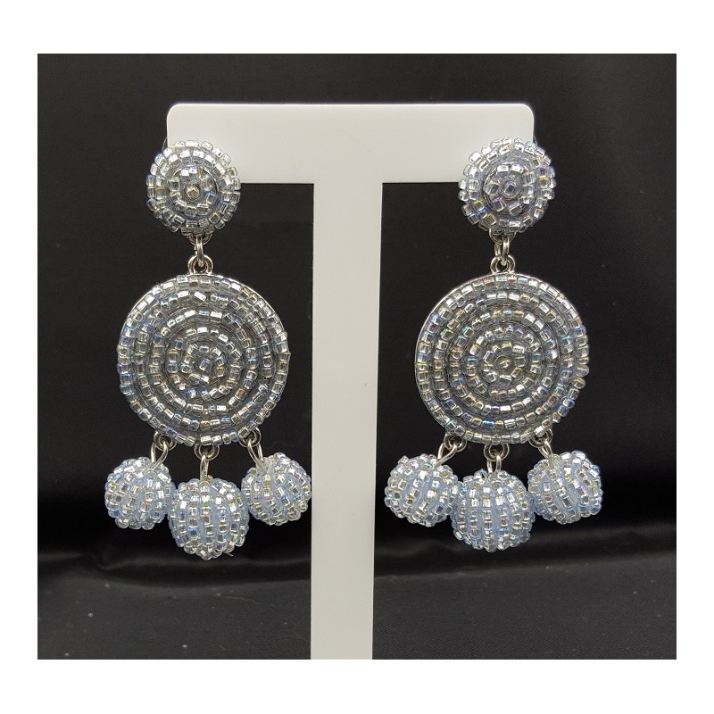 Beaded bead oorbellen zilver