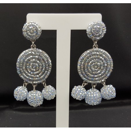 Beaded bead oorbellen zilver