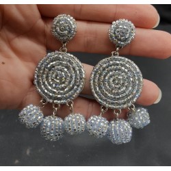 Beaded bead oorbellen zilver