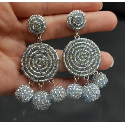Beaded bead oorbellen zilver