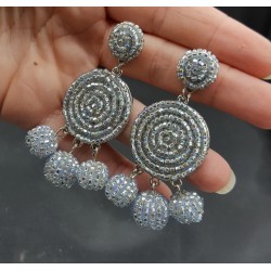 Beaded bead oorbellen zilver