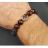 Stretch armband met rode Tijgeroog en Lava stenen