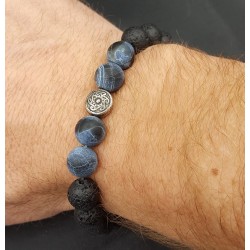 Stretch armband met matrix stene en Lava stenen