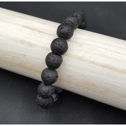 Stretch armband met matrix stene en Lava stenen