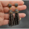Tassel oorbellen met chocolade bruine kristallen