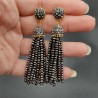 Tassel oorbellen met chocolade bruine kristallen