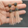 Tassel oorbellen met licht toze kristallen