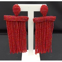 Rode sprankling waterval tassel oorbellen