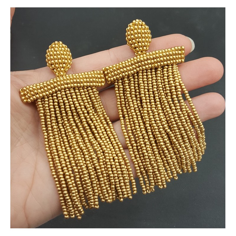 Goudkleurige waterval tassel oorbellen