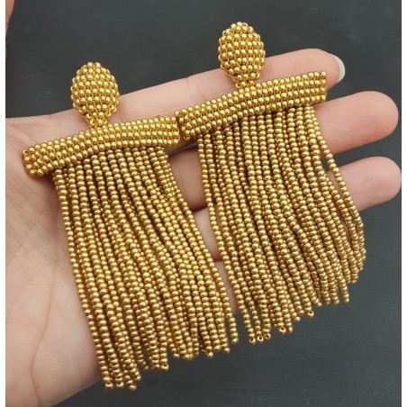 Goudkleurige waterval tassel oorbellen