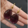 Vergulde oorbellen met grote Amethist quartz briolet