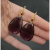 Vergulde oorbellen met grote Amethist quartz briolet
