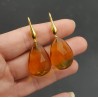 Vergulde oorbellen met smalle Citrien quartz briolet
