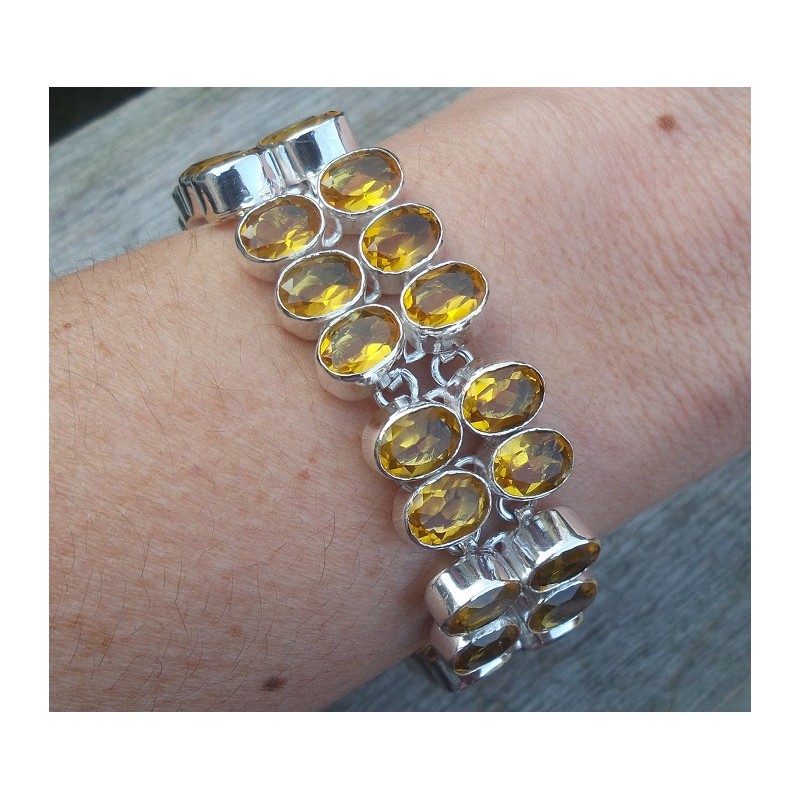 Zilveren armband met twee rijen ovale Citrien