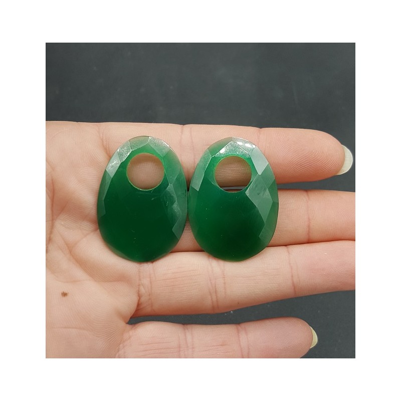 Creool hanger set met ovale groene Onyx