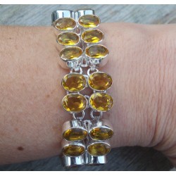 Zilveren armband met twee rijen ovale Citrien