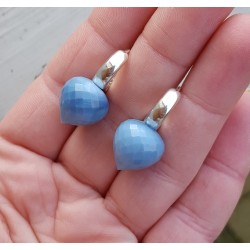 Zilveren creolen met blauwe Opaal briolet