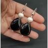 Oorbellen met schelp Parel en grote zwarte Onyx