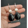 Oorbellen met schelp Parel en grote zwarte Onyx