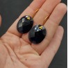 Vergulde oorbellen met ovale Saffier blauwe quartz