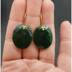 Vergulde oorbellen met ovale Emerald