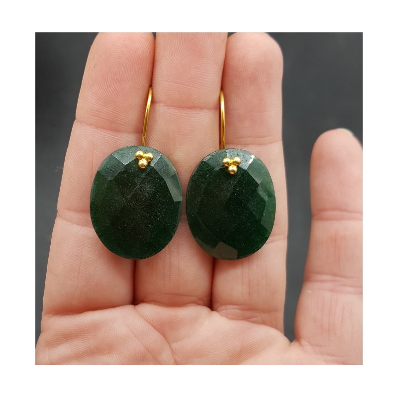 Vergulde oorbellen met ovale Emerald