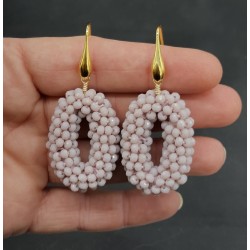 Vergulde oorbellen ovale hanger lila paarse kristallen small