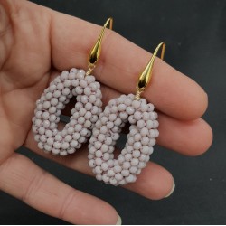 Vergulde oorbellen ovale hanger lila paarse kristallen small