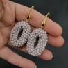 Vergulde oorbellen ovale hanger lila paarse kristallen small