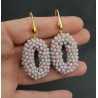 Vergulde oorbellen ovale hanger lila paarse kristallen small