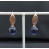 Oorbellen met grote ronde Ioliet blauwe quartz