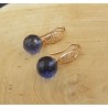 Oorbellen met grote ronde Ioliet blauwe quartz