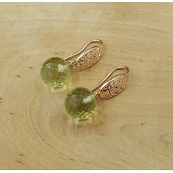 Oorbellen met grote ronde groene Amethist quartz