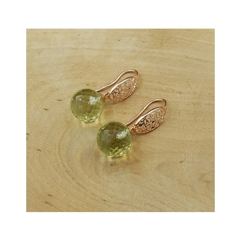 Oorbellen met grote ronde groene Amethist quartz