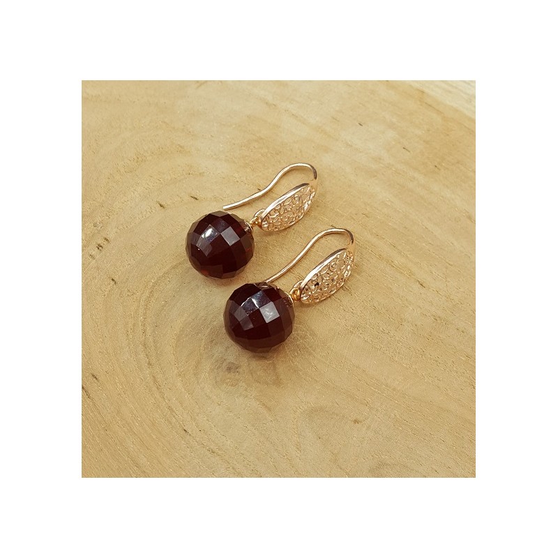 Oorbellen met grote ronde Granaat quartz