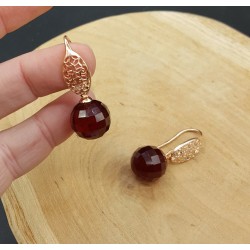 Oorbellen met grote ronde Granaat quartz