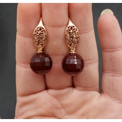 Oorbellen met grote ronde Granaat quartz