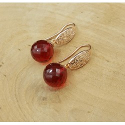 Oorbellen met grote ronde roze Toermalijn quartz