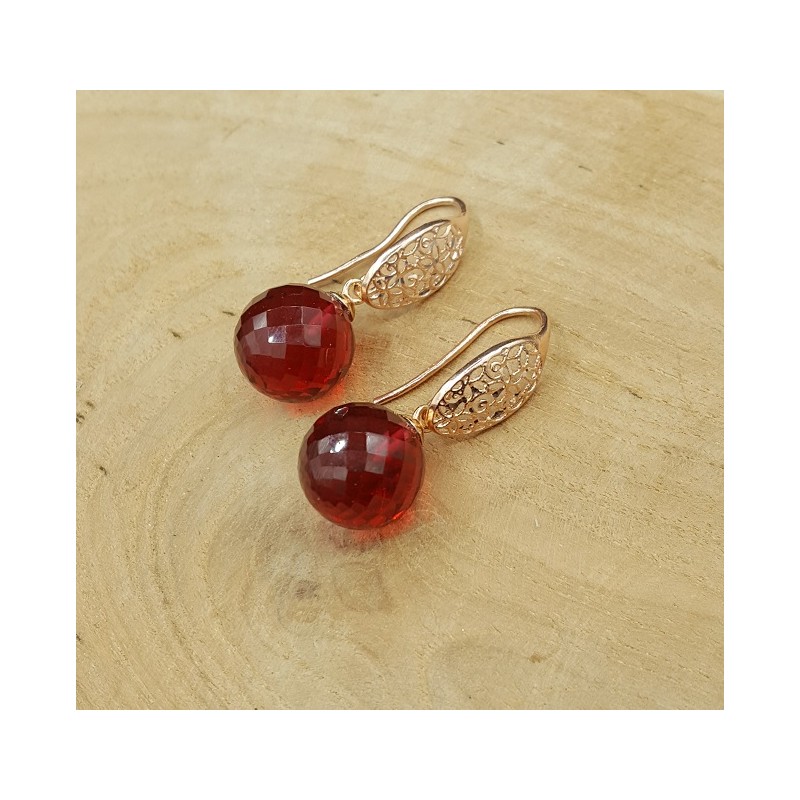 Oorbellen met grote ronde roze Toermalijn quartz