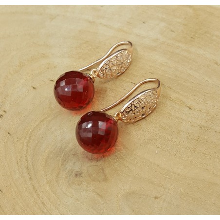 Oorbellen met grote ronde roze Toermalijn quartz