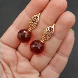 Oorbellen met grote ronde roze Toermalijn quartz